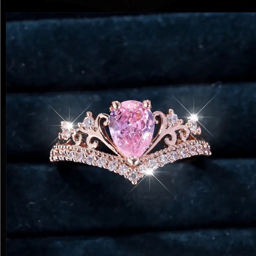 Size 6 Pink Princess V-cut Cubic Zirconia Ring